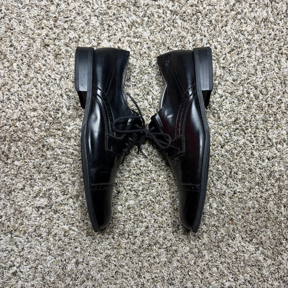 J Ferrar Black Oxford Dress Shoes JF Dane Mens Size 12M Luxury Lace Ups Shoes